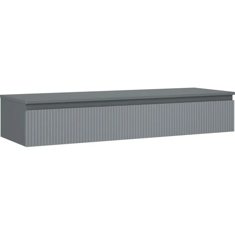 MEXEN/S Rivel koupelnová skříňka pod umyvadlo 140 cm s deskou, 1 šuplík, reliéf , grafit mat 91A20-14023-1-BFC66