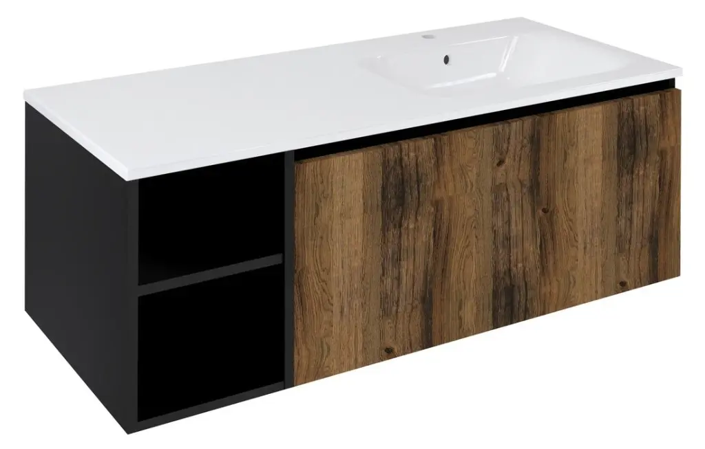 SAPHO LOREA skříňka 120x46x51,5cm (30P+90cm), pravá, dub collingwood/černá mat LE090-1935-R-06