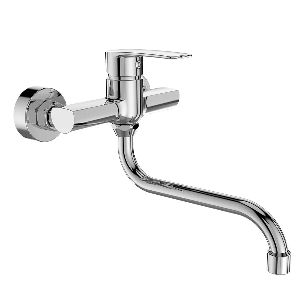 Mereo Dřezová nástěnná baterie, Pego, 150 mm, s ramínkem trubkovým ø 18 mm 200 mm, chrom CB30101P