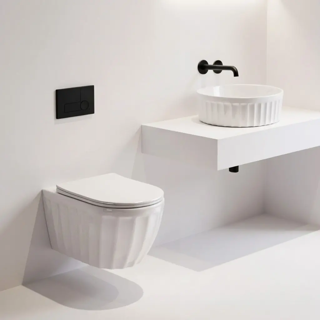 REA/S Sada: Závěsná WC mísa + Umyvadlo na desku Duo White KPL-K3005