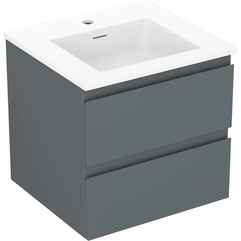 MEXEN/S Orio koupelnová skříňka 50 cm s umyvadlem Otis, 2 zásuvky, grafit mat/bílá mat 91A10-05047-2-BFF66-W18M01