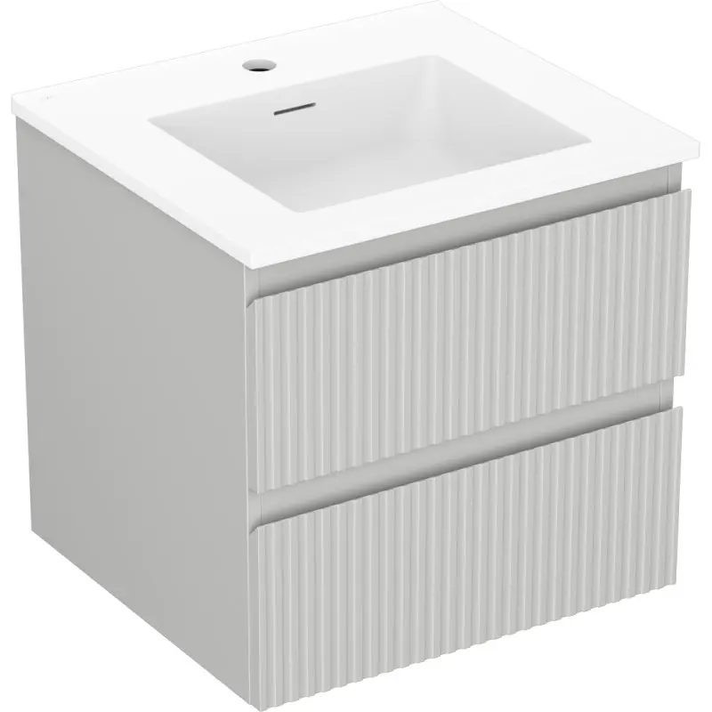 MEXEN/S Rivel koupelnová skříňka 50 cm s umyvadlem Otis, 2 zásuvky, reliéf , šedá mat/bílá mat 91A20-05047-2-BFF62-W18M01