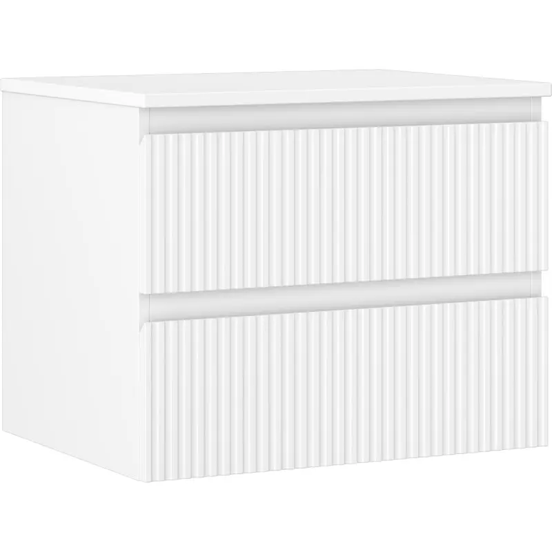 MEXEN/S Rivel koupelnová skříňka pod umyvadlo 60 cm s deskou, 2 zásuvky, reliéf , bílá mat 91A20-06047-2-BFFC01