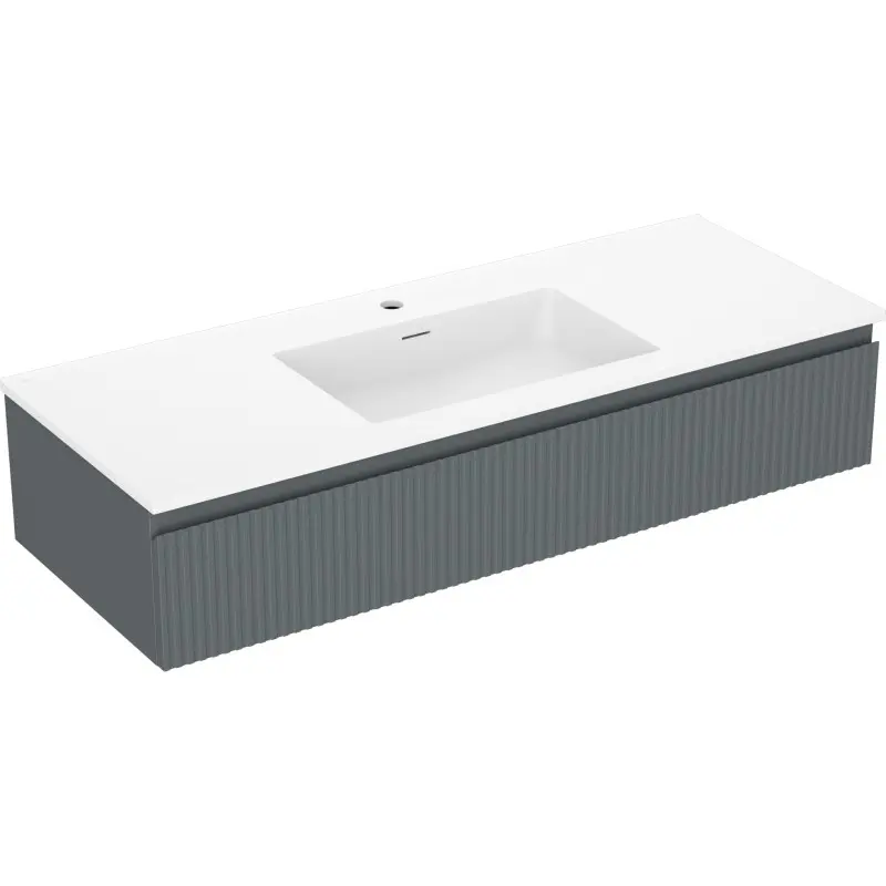 MEXEN/S Rivel koupelnová skříňka 120 cm s umyvadlem Otis, 1 šuplík, reliéf , grafit mat/bílá mat 91A20-12023-1-BF66-W18M0 91A20-12023-1-BF66-W18M01