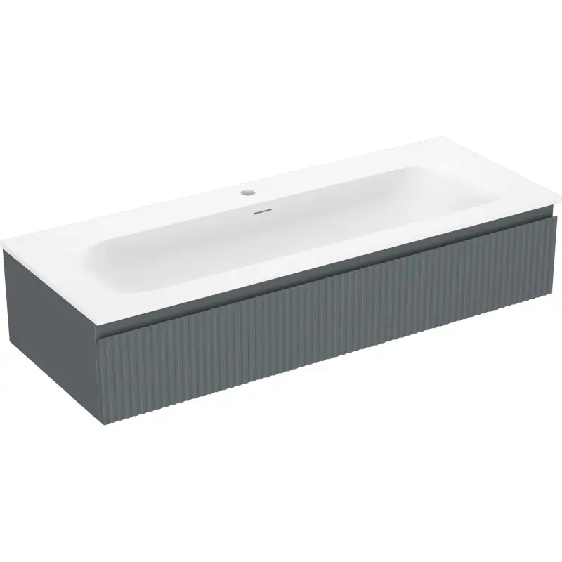 MEXEN/S Rivel koupelnová skříňka 120 cm s umyvadlem Vela, 1 šuplík, reliéf , grafit mat/bílá mat 91A20-12023-1-BF66-W23M0 91A20-12023-1-BF66-W23M01
