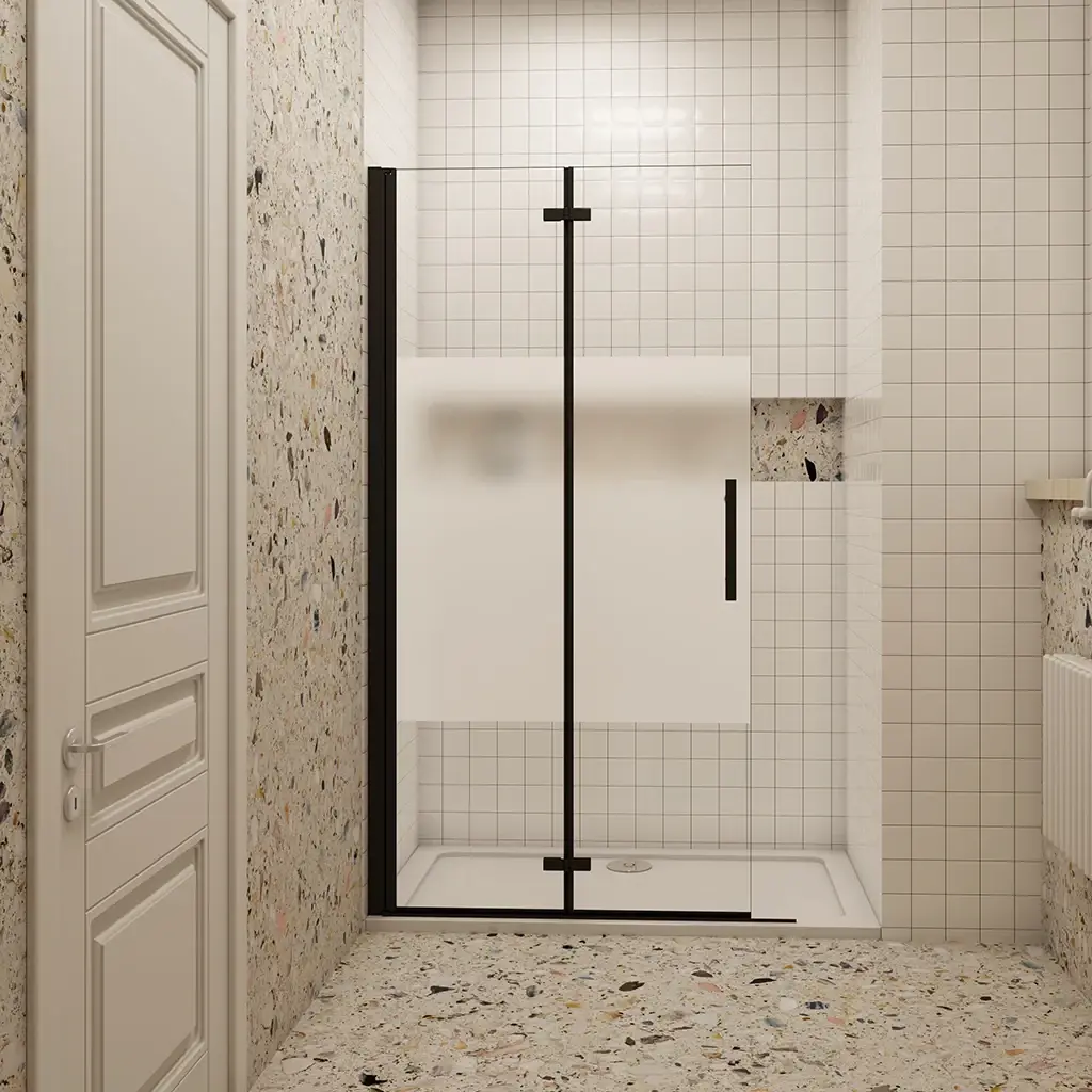 Zalamovací WALK-IN zástěna Melody Black Line WF1 110x195, čiré sklo