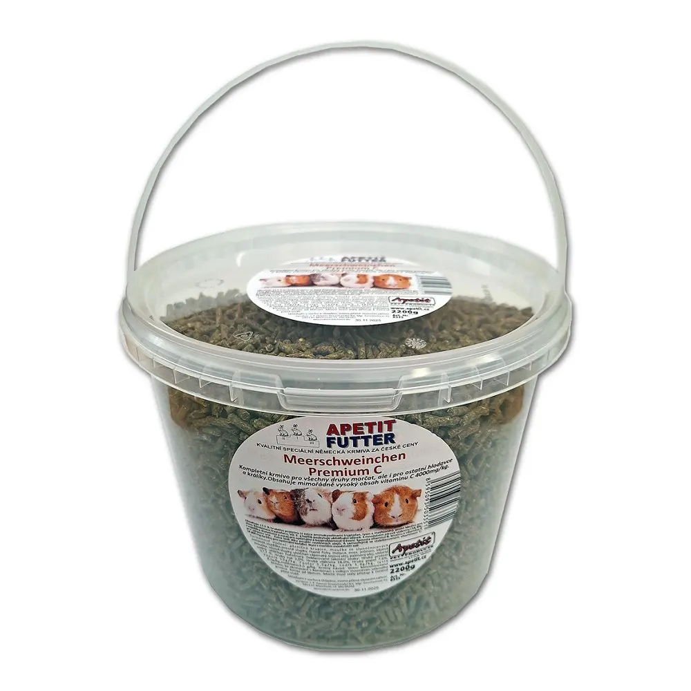 Doplňkové krmivo ve formě granulí Apetit BF granule morče + vit.C 2,2kg/3l kbelík 06012-1