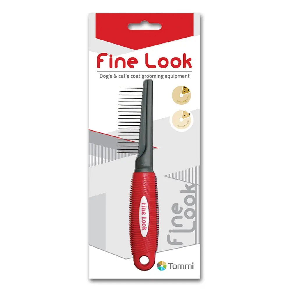 Fine look red image hřeben pro psy - řídký, 5 x 21cm