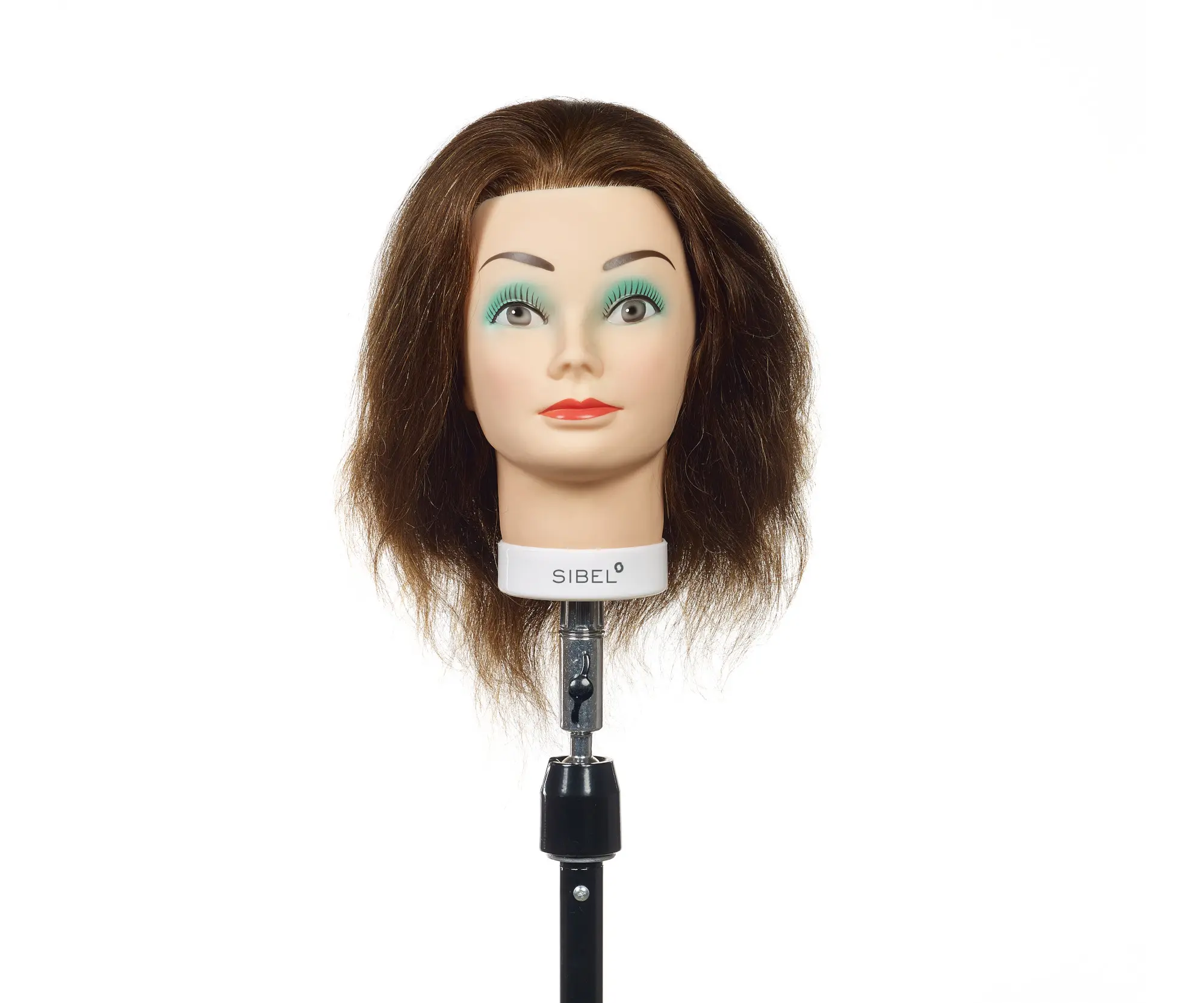 Cvičná hlava s přírodními vlasy Sibel Justine - světle hnědá, 15-25 cm (0030301) + dárek zdarma