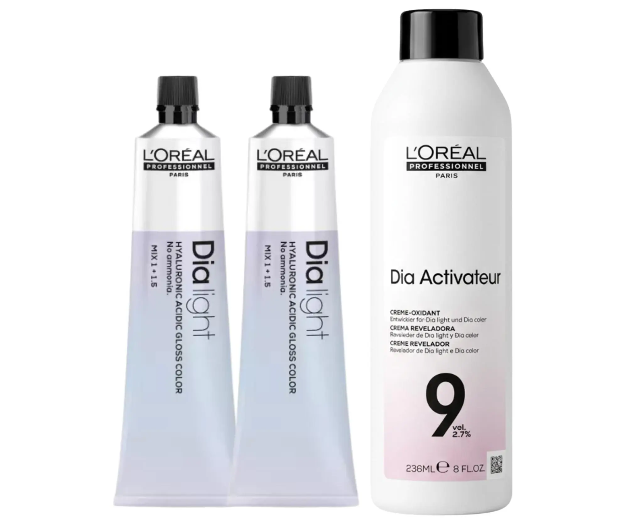 Sada přelivů na vlasy a oxidačního krému Loréal Professionnel Dia Light - 2x přeliv 60 ml Clear + oxidační krém 236 ml zdarma - L’Oréal Professionnel