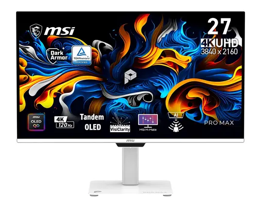 MSI Pro/MAX 271UPXW12G/26,5"/QD-OLED/4K UHD/120Hz/0,03ms/Bílá/3R