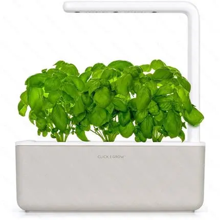 Click and Grow Smart Garden 3 chytrý květináč + 3ks kapslí se semínky bazalky bílý