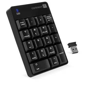 CONNECT IT NumCALC bezdrátová numerická klávesnice, (+ 1x AAA baterie zdarma), ČERNÁ