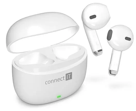 CONNECT IT True Wireless SonicBass sluchátka do uší s mikrofonem, BÍLÁ