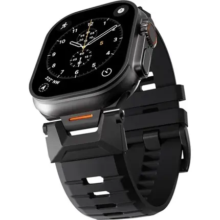 Epico Rubber Pro řemínek s nerezovým zapínáním pro Apple Watch 49/46/45/44/42mm černý