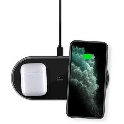 iWant dvojitá bezdrátová nabíječka vesmírně šedá (2.generace)