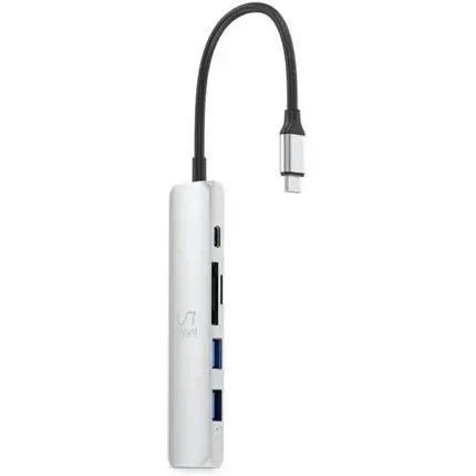 iWant USB-C HUB 6v1 HDMI + SD/Micro SD stříbrný