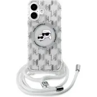 Karl Lagerfeld IML Monogram Crossbody K&CH Heads MagSafe kryt pro iPhone 16 čirý