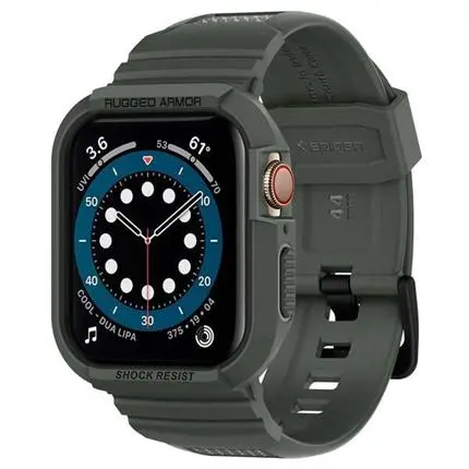 Spigen Rugged Armor Pro kryt s řemínkem Apple Watch 7/6/SE/5/4 44/45 mm zelený