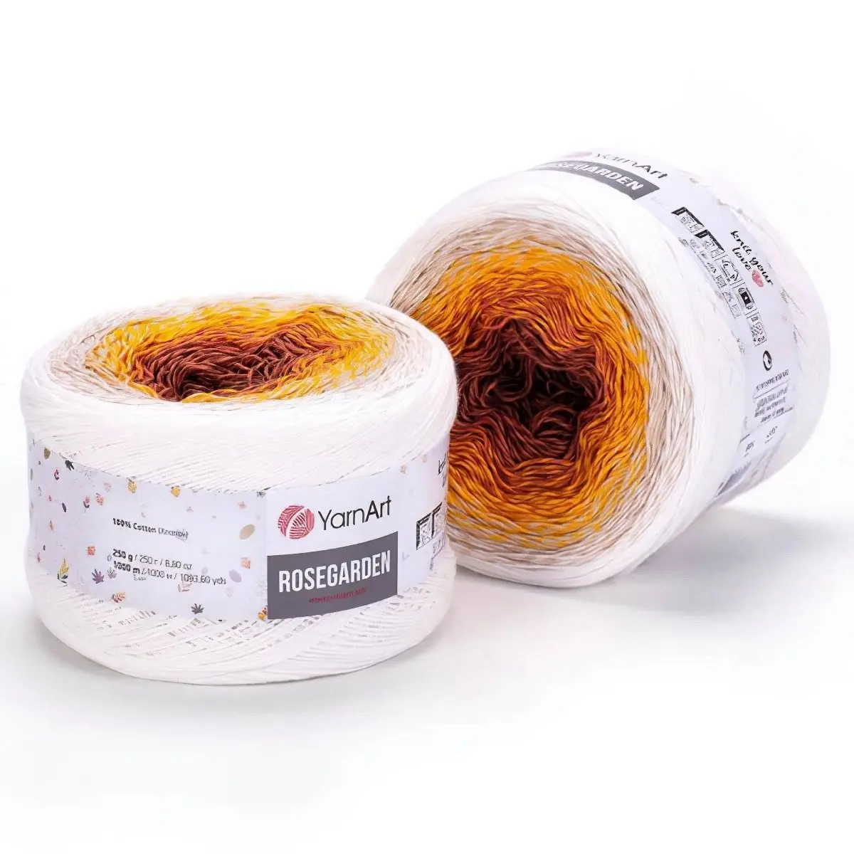 Pletací příze YarnArt ROSEGARDEN 307 oranžovo-rezavo-bílá, melírovaná (duhová), efektní, 250g/1000m