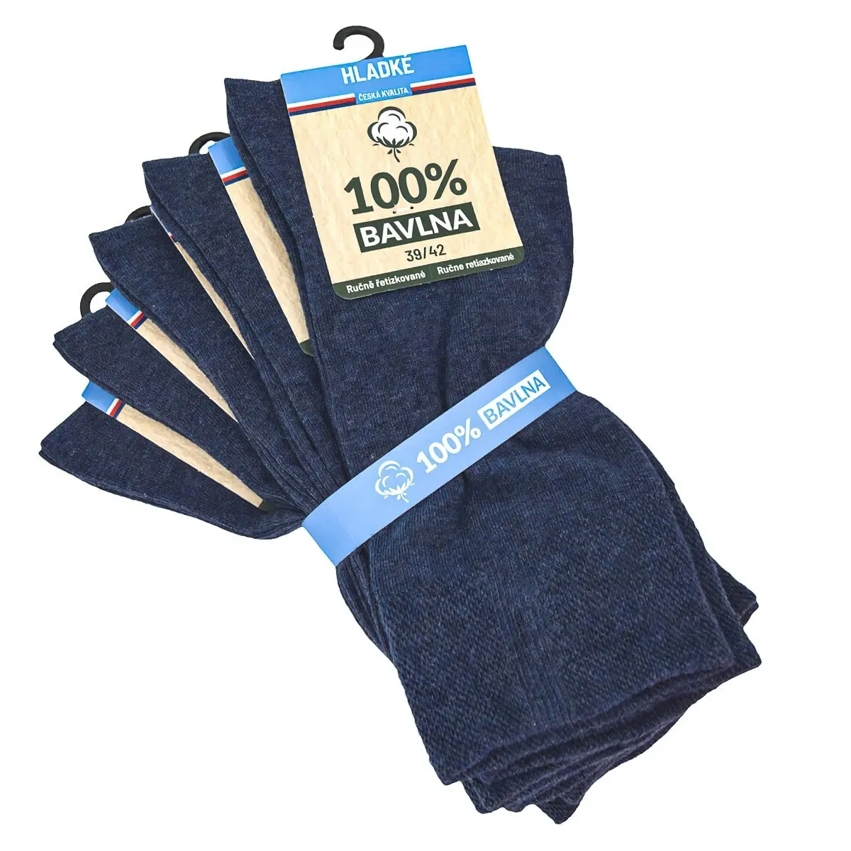 RS Ponožky zdravotní 91009, riflově modré, klasické, bez gumiček, unisex, 5 párů, vel.