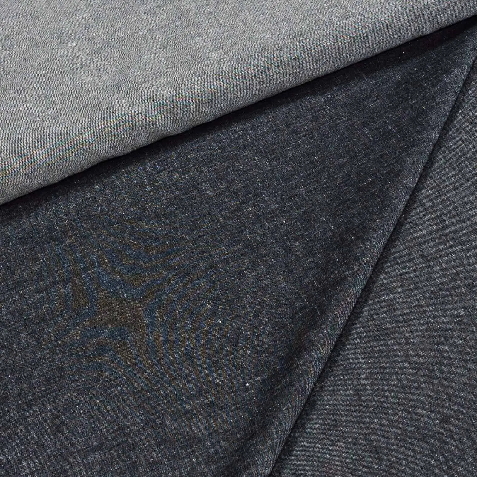 Bavlněná riflovina (denim, džínovina) černá žíhaná č.3, letní klasická, š.155cm, 190 g/m2, 100% bavlna (látka v metráži)