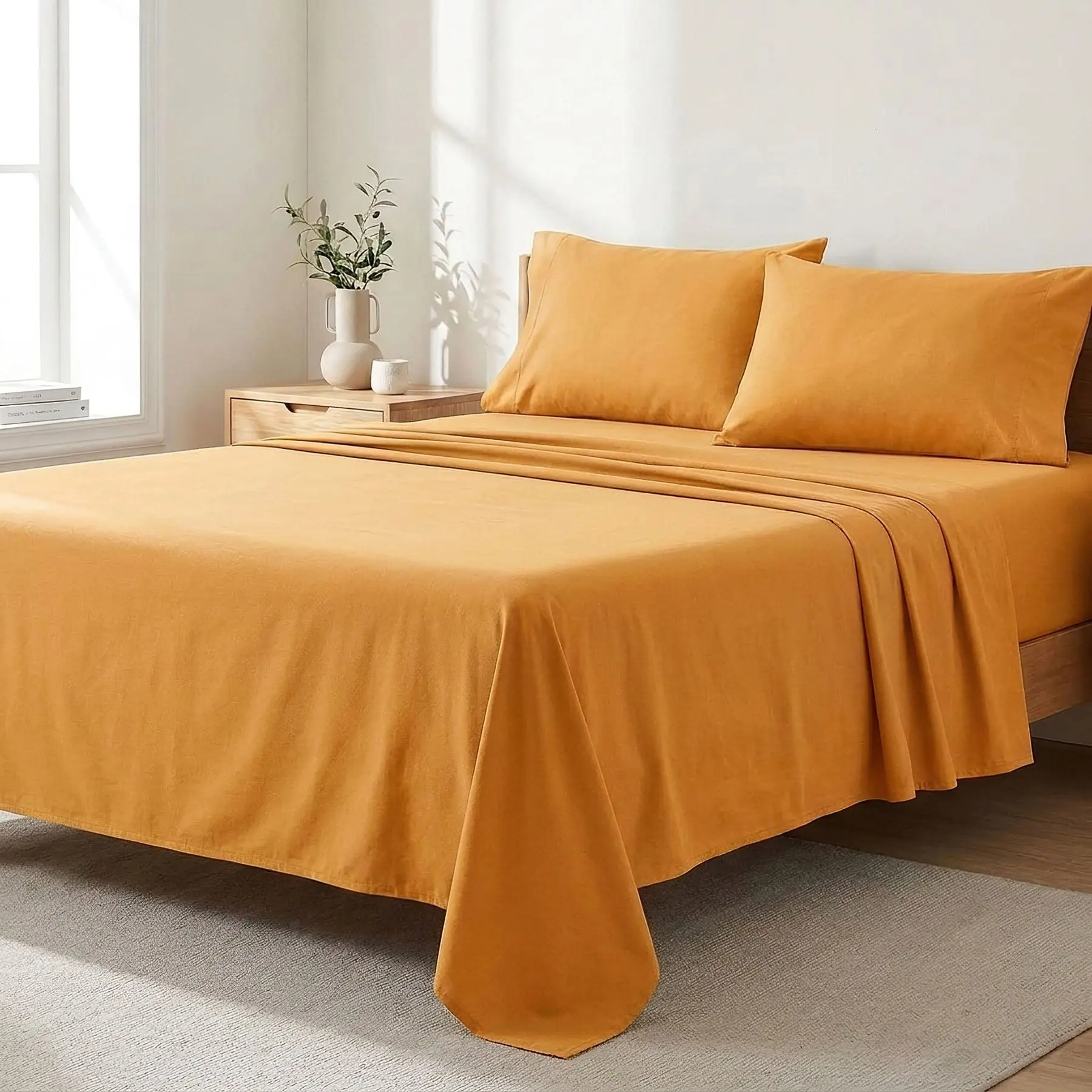Bellatex bavlněné plátěné prostěradlo plachta 150x230cm, hořčicové