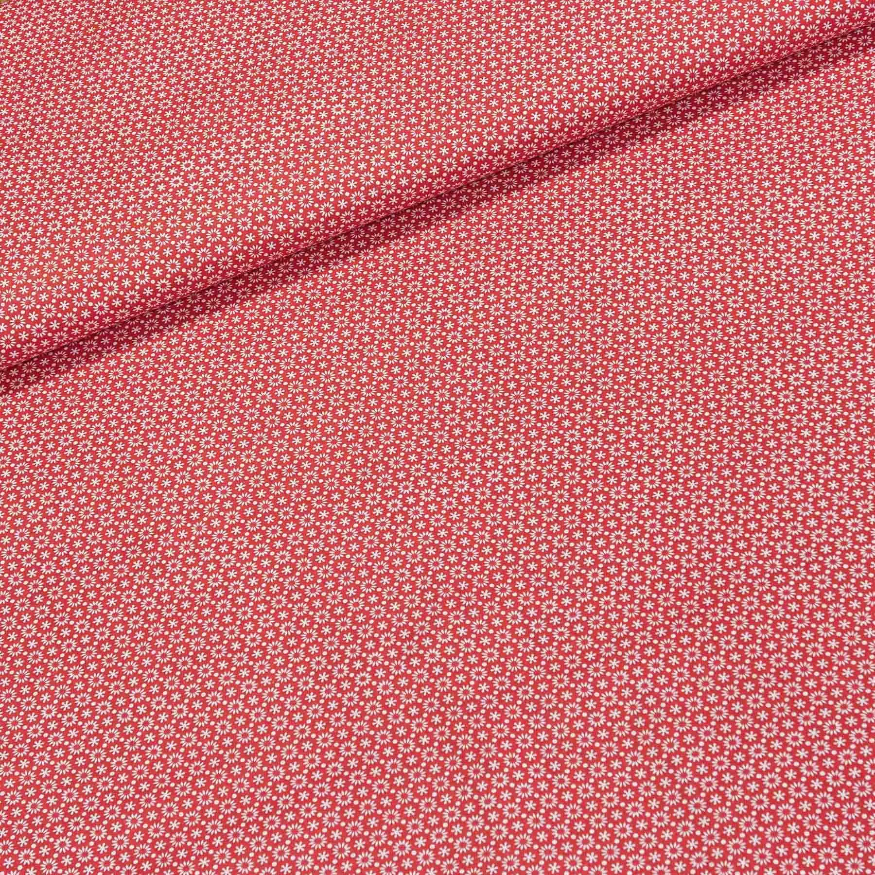 Bavlněné plátno 103000/2088 RED, bílé kvítky na červené, š.140cm (látka v metráži)