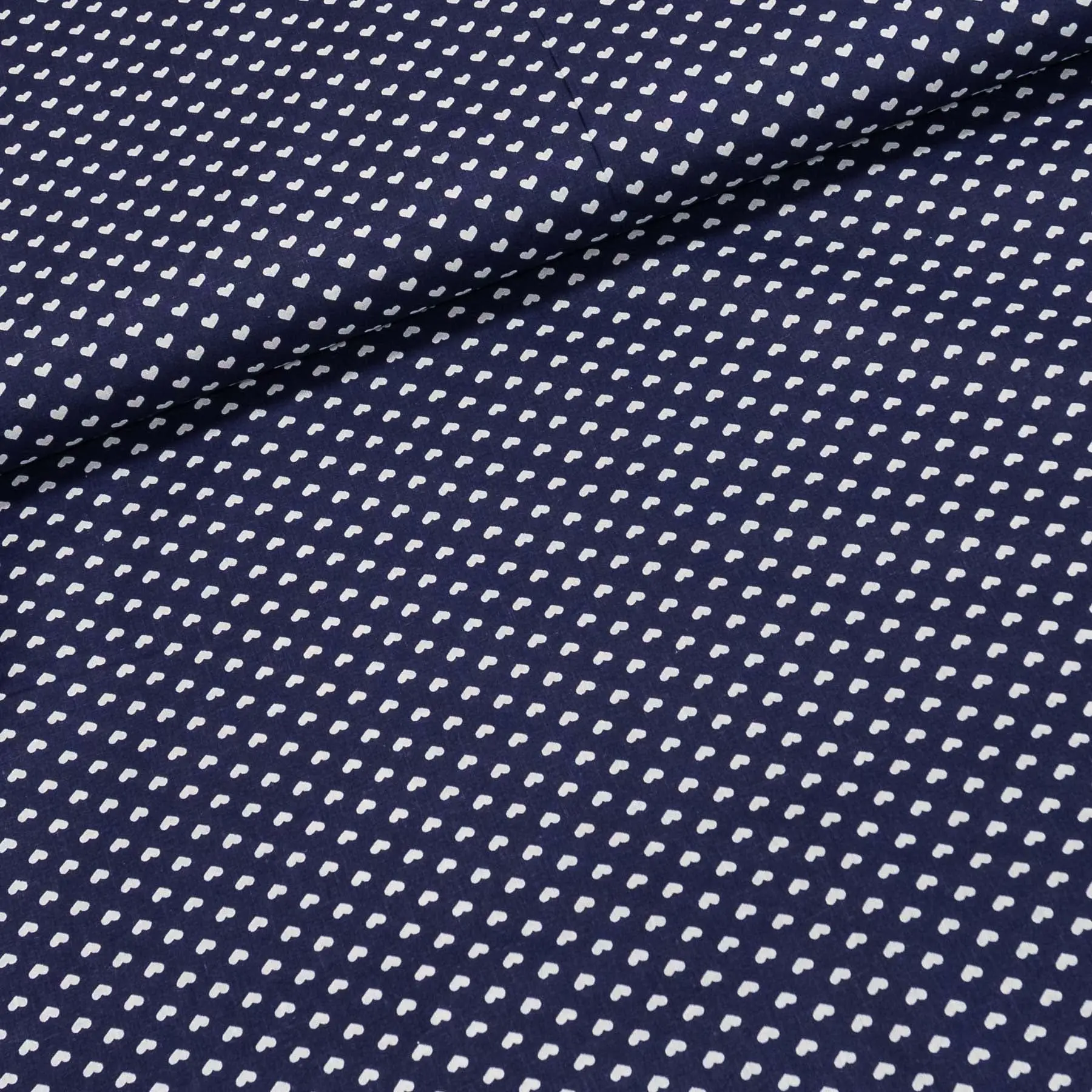 Bavlněné plátno 3817, bílá srdíčka na tmavě modré, š.140cm (látka v metráži)