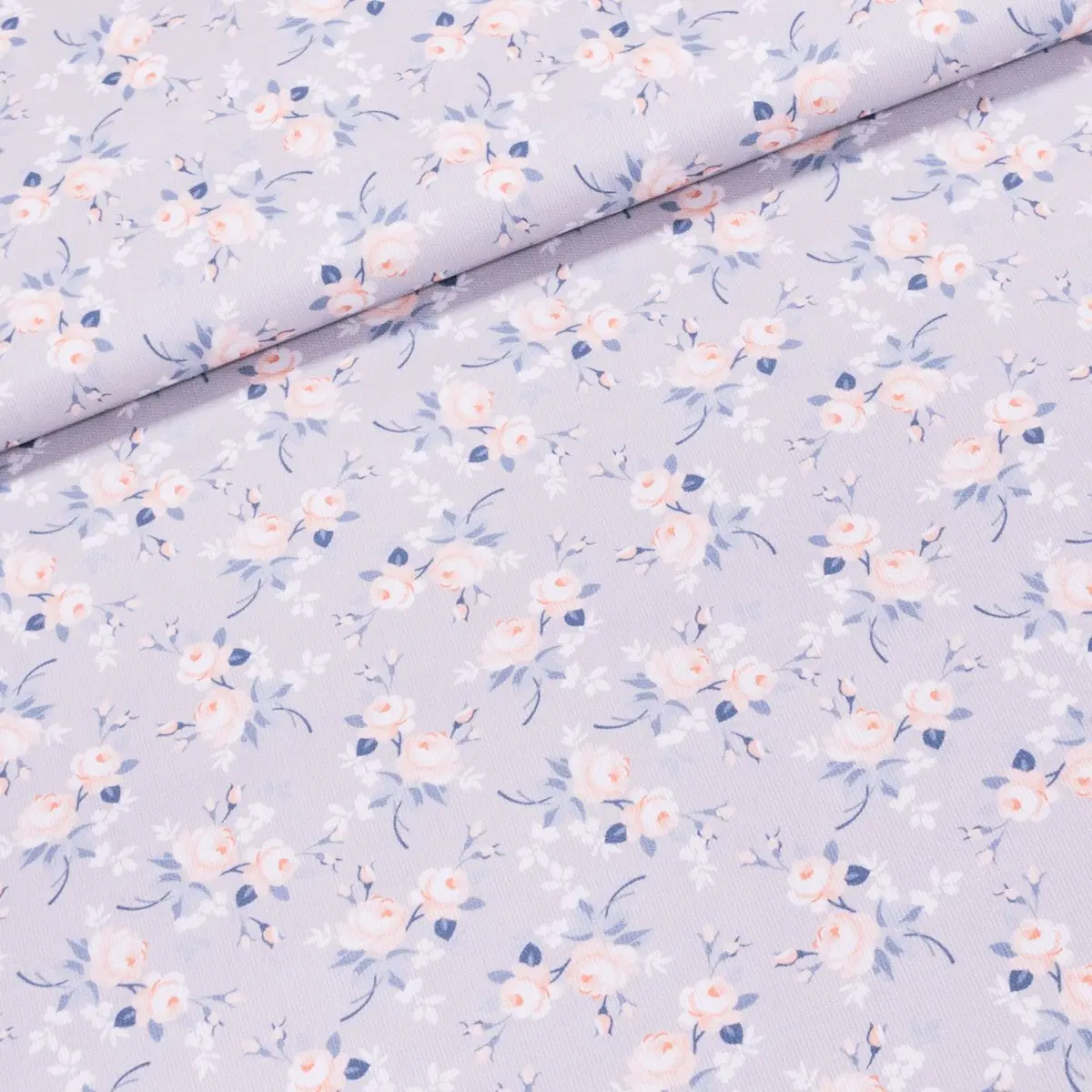 Bavlněné plátno ABBIE 801, oranžové růžičky na šedé, š.140cm (látka v metráži)