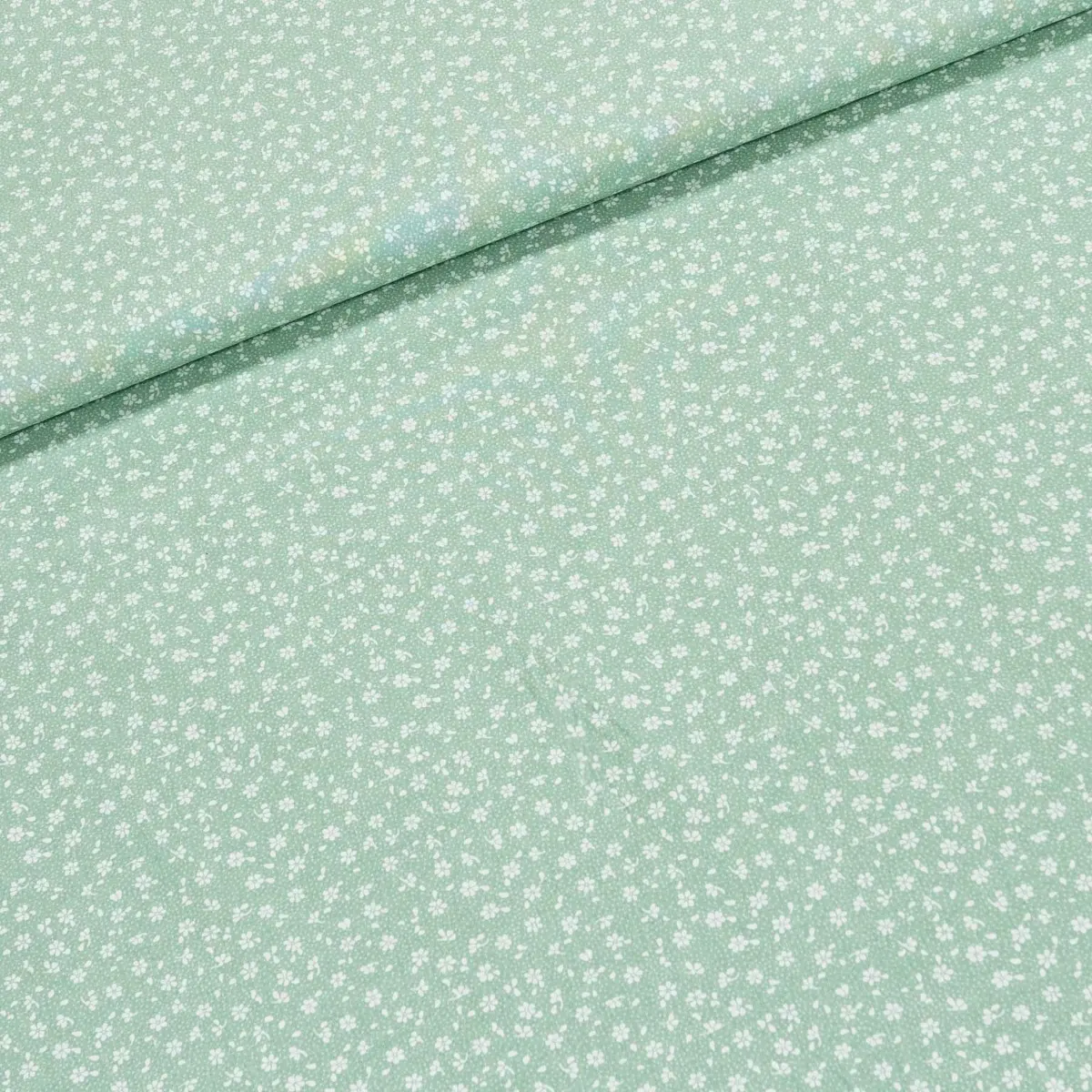Bavlněné plátno ARIA bílé kytičky na zelené / valerie, š.160cm (látka v metráži)