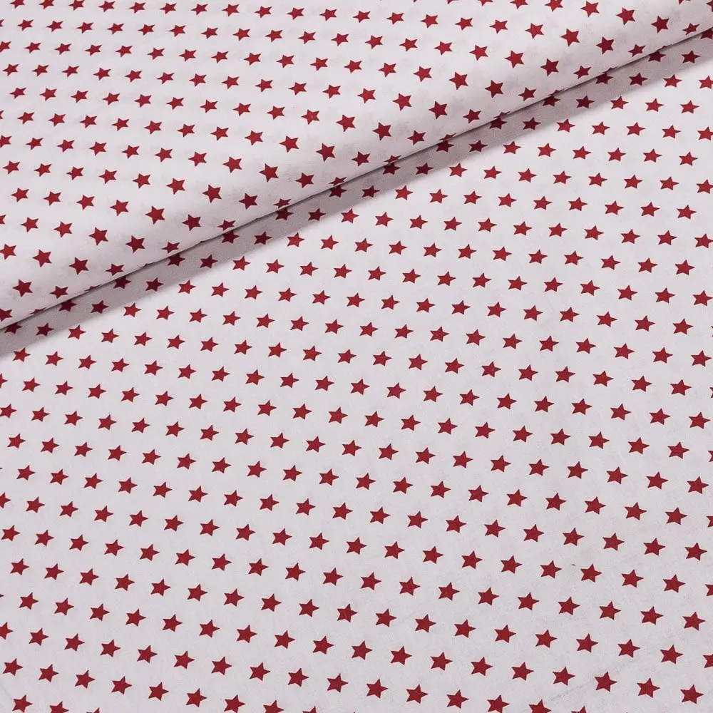 Bavlněné plátno červené hvězdy na bílé, š.140cm (látka v metráži)