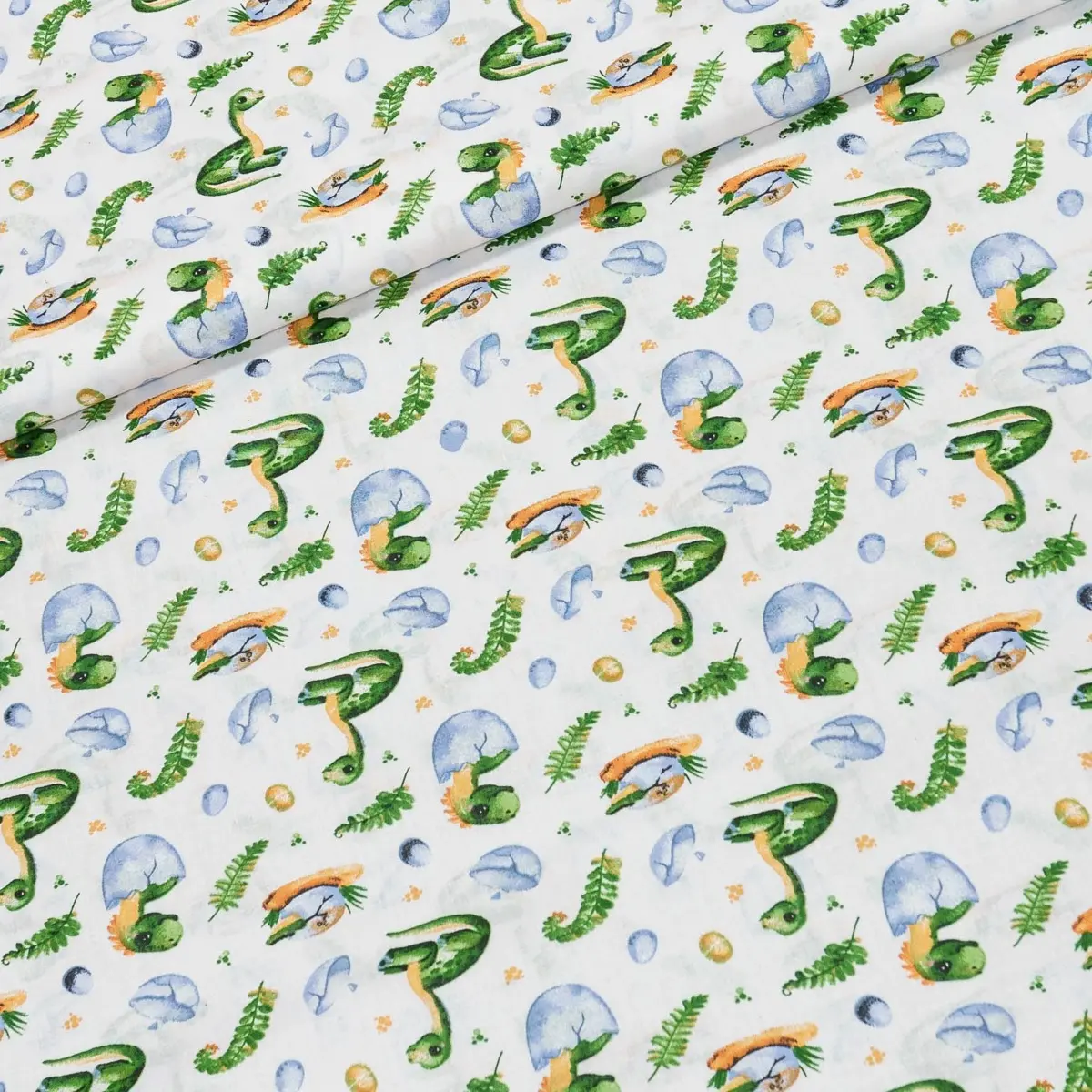 Bavlněné plátno dětské ANIKA dinosauři na bílé, š.160cm (látka v metráži)
