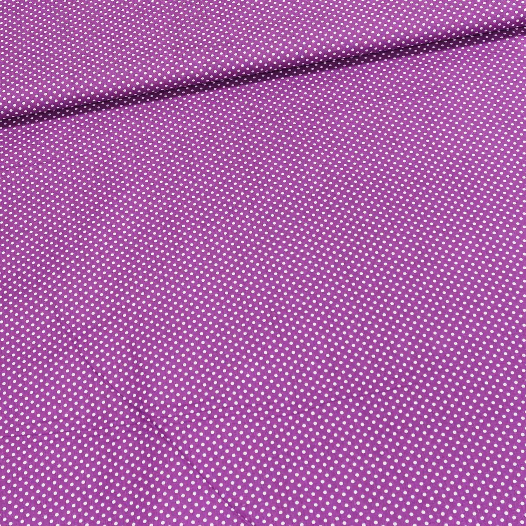 Bavlněné plátno POLO bílý puntík na fialové, š.140cm (látka v metráži)