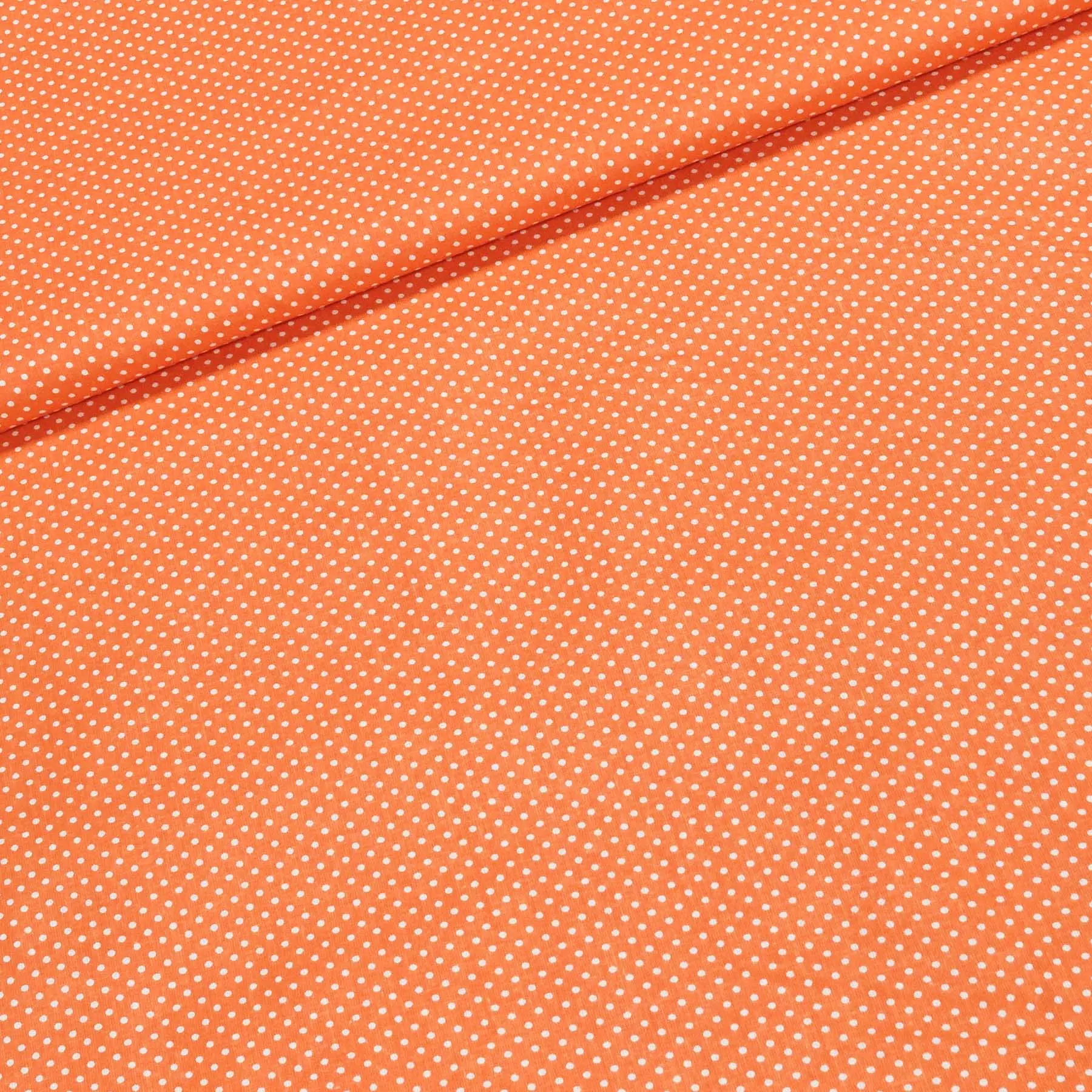 Bavlněné plátno POLO bílý puntík na oranžové, š.140cm (látka v metráži)