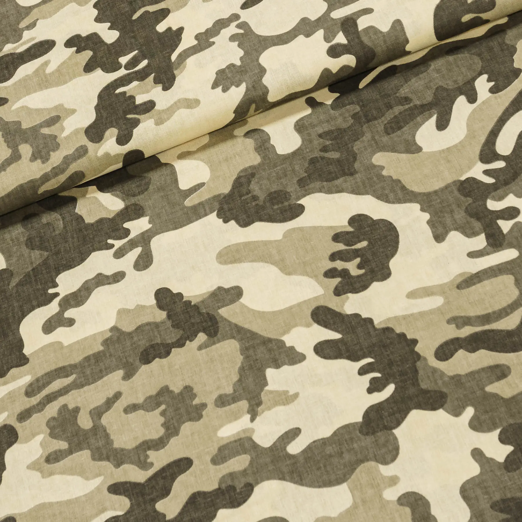 Bavlněné plátno POLO khaki-smetanový maskáčový vzor, š.160cm (látka v metráži)