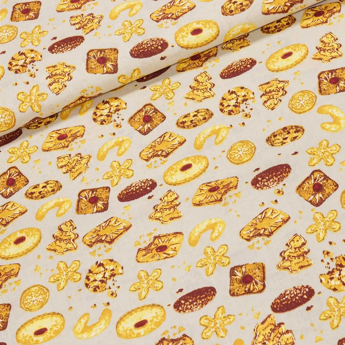 Bavlněné plátno POLO pečivo na světle béžové, š.140cm (látka v metráži)
