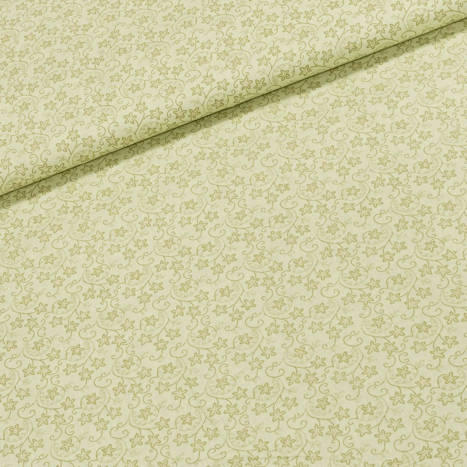 Bavlněné plátno POLO popínavé květinky na světle zelené, š.140cm (látka v metráži)