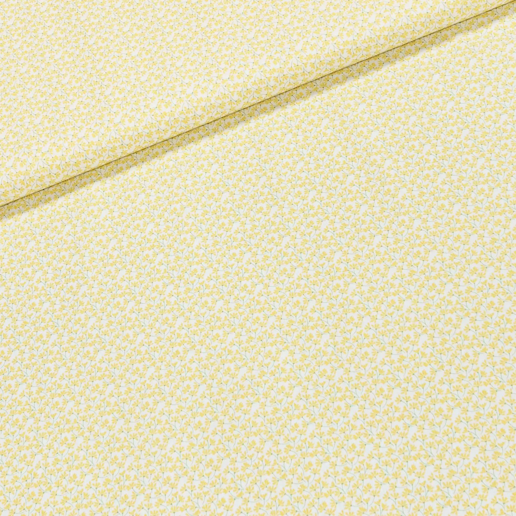 Bavlněné plátno TREND SUN 8 AMARELO, žluté kytičky na bílé š.150cm (látka v metráži