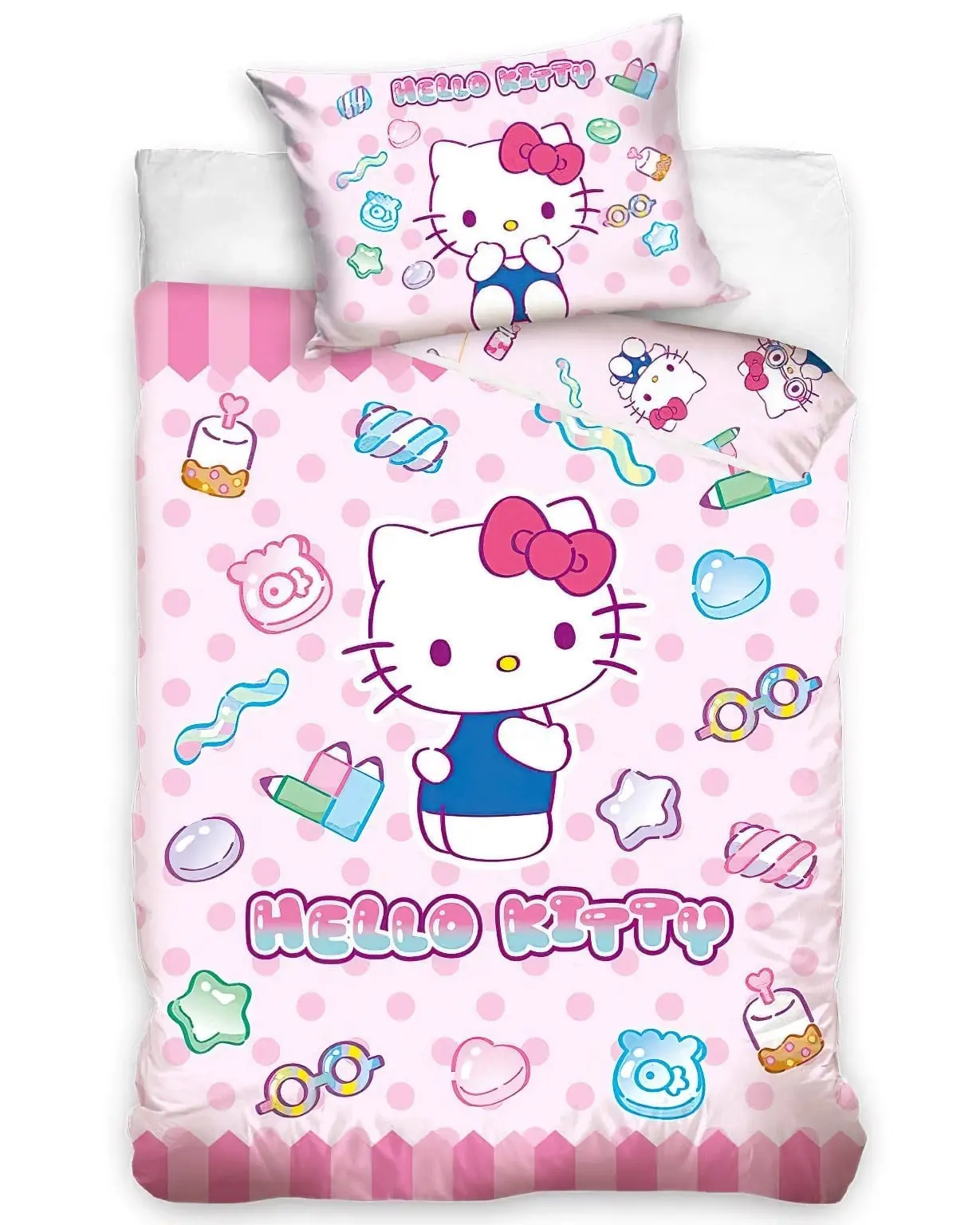 Carbotex povlečení do postýlky HELLO KITTY SLADKÉ SNĚNÍ, růžové, bavlna hladká, 100x135cm + 40x60cm