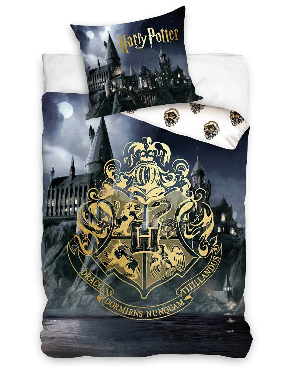 Jerry Fabrics Dětské povlečení HARRY POTTER CESTA DO BRADAVIC, šedo-žluté, bavlna hladká, 140x200cm + 70x90cm