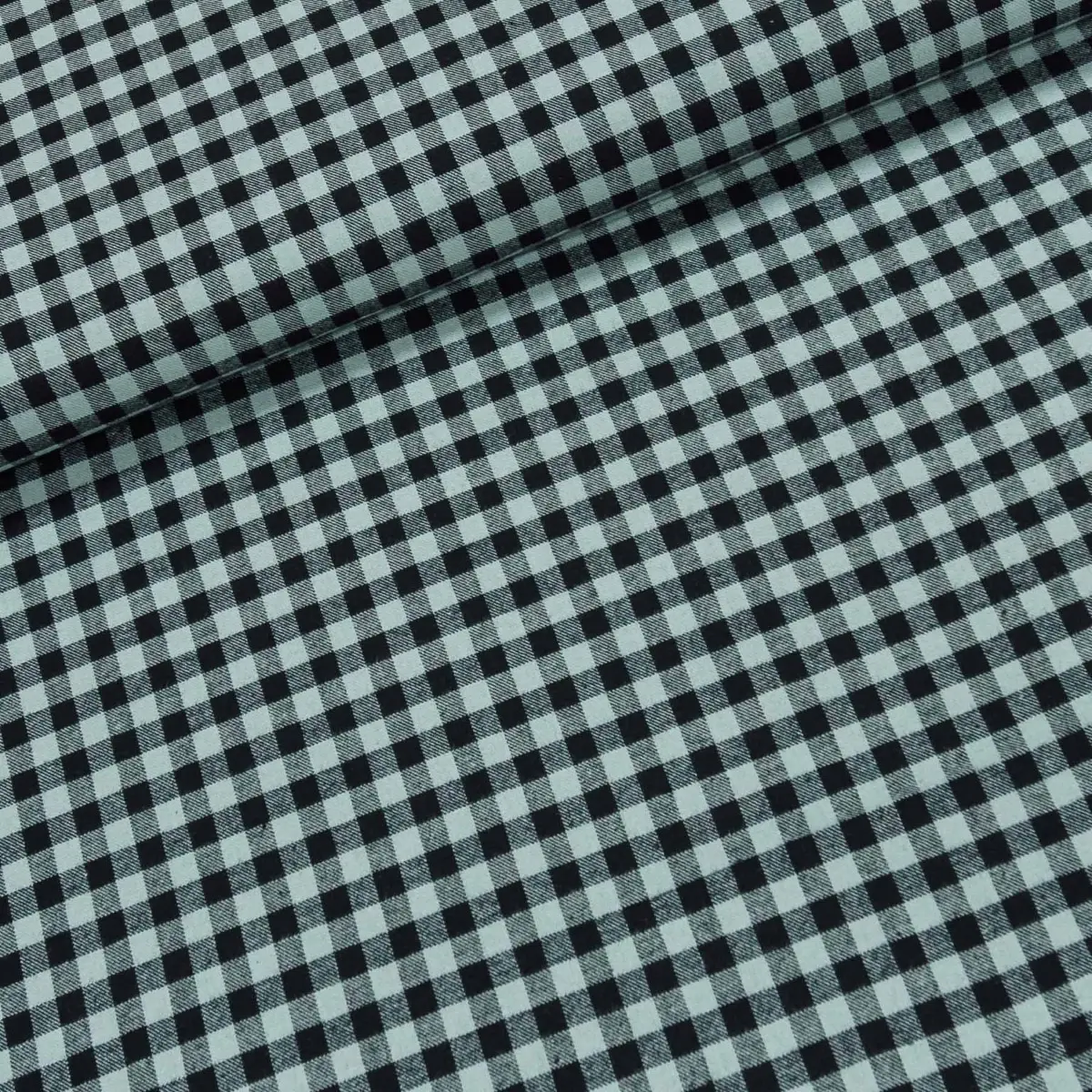 Flanel bavlněný tkaný / oboustranný, mintovo-černá kostka, š.150cm (látka v metráži)
