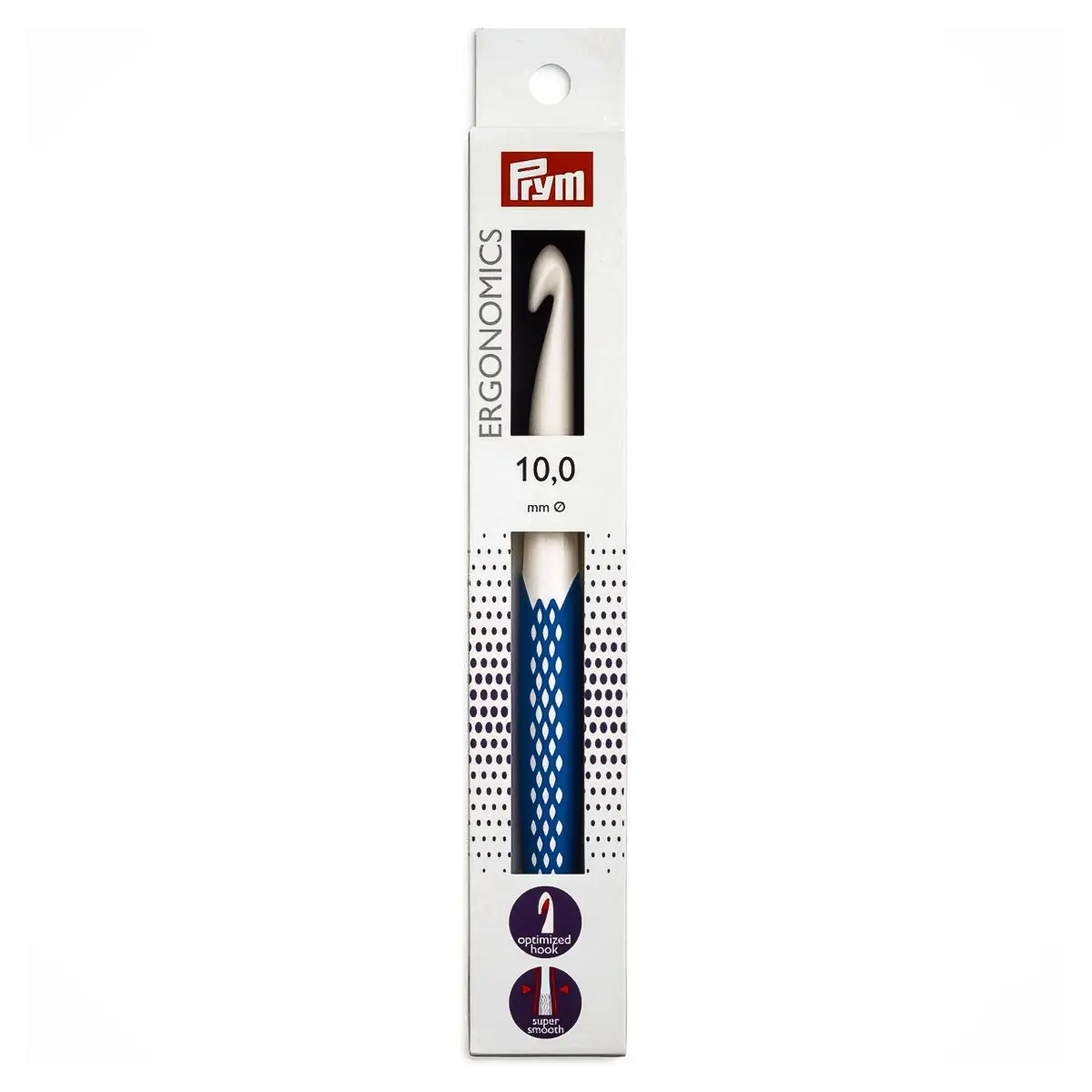 PRYM Háček na háčkování ergonomický plastový PRYM ERGO, velikost 10mm, délka 18cm