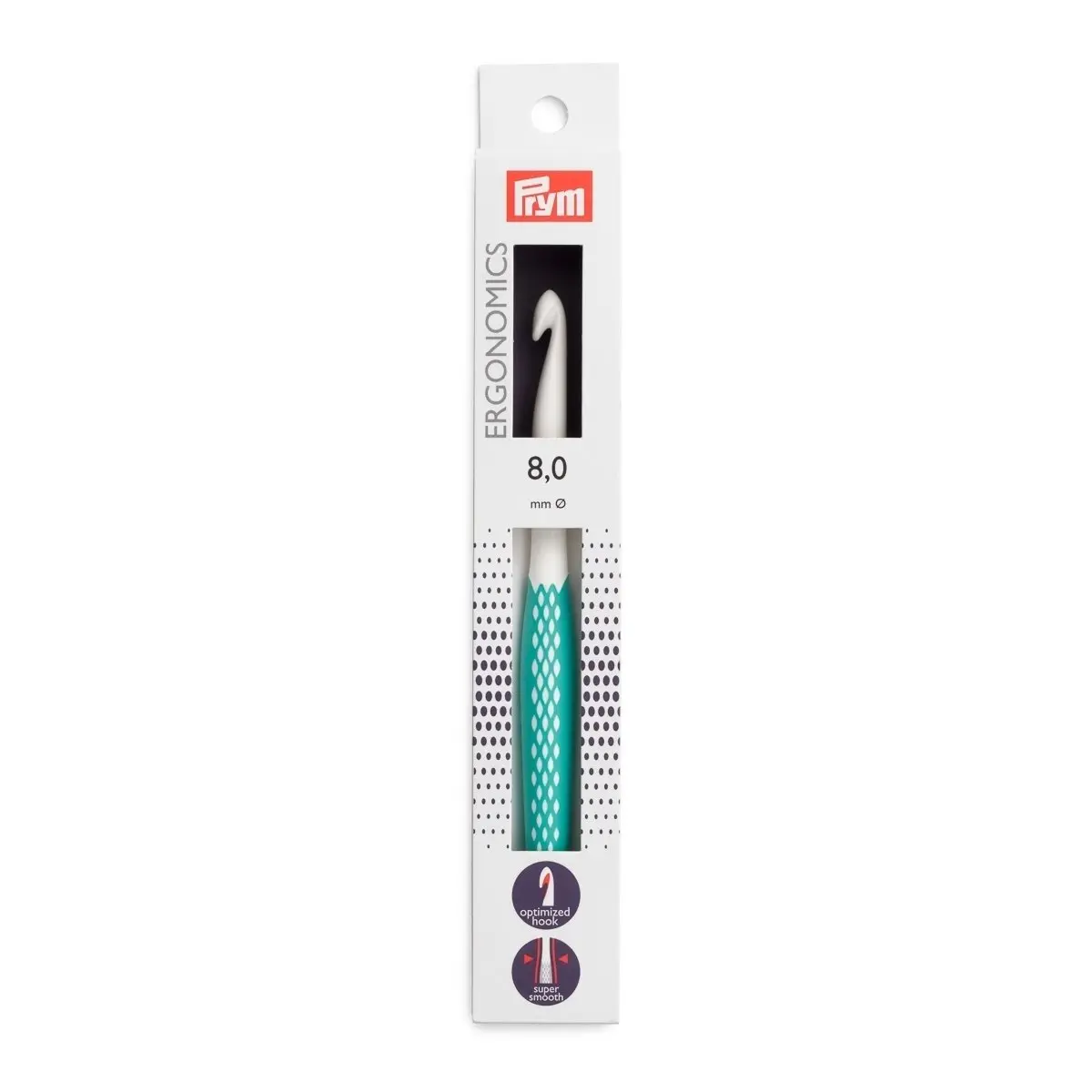 PRYM Háček na háčkování ergonomický plastový PRYM ERGO, velikost 8mm, délka 17cm