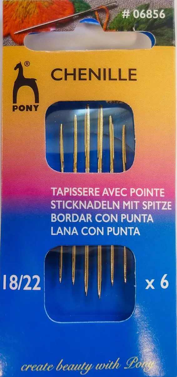 Stoklasa Jehly vyšívací ostré PONY 606856 18 / 22 blistr, zlatá ucha, 6 kusů (3 velikosti)