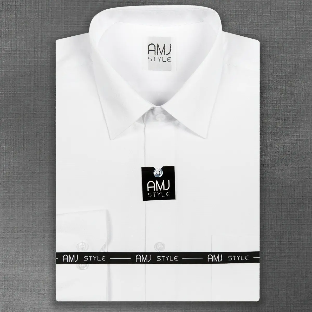 Pánská košile AMJ bílá s vetkávaným vzorem VDPS838, dlouhý rukáv, prodloužená délka, slim fit, vel.