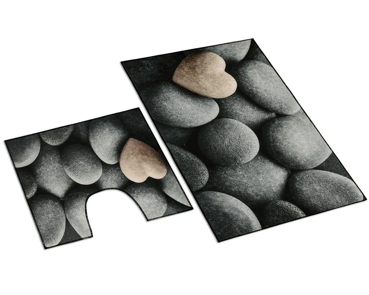 Bellatex koupelnová souprava 3D FOTOTISK TMAVÉ KAMENY, 100x60cm (předložka) + 60x50cm (na WC)