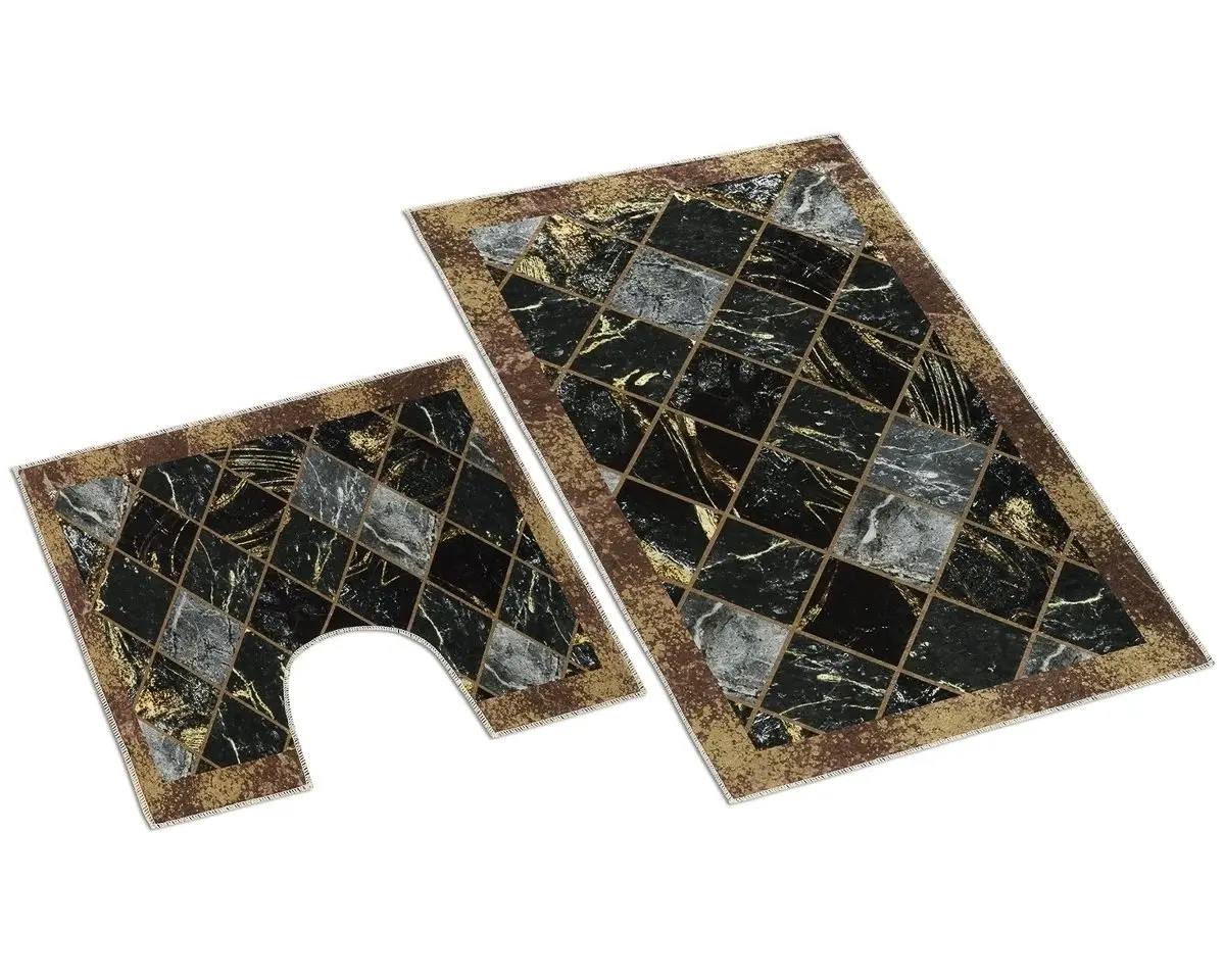 Bellatex koupelnová souprava 3D HNĚDÝ MRAMOR 100x60cm (předložka) + 60x50cm (na WC)