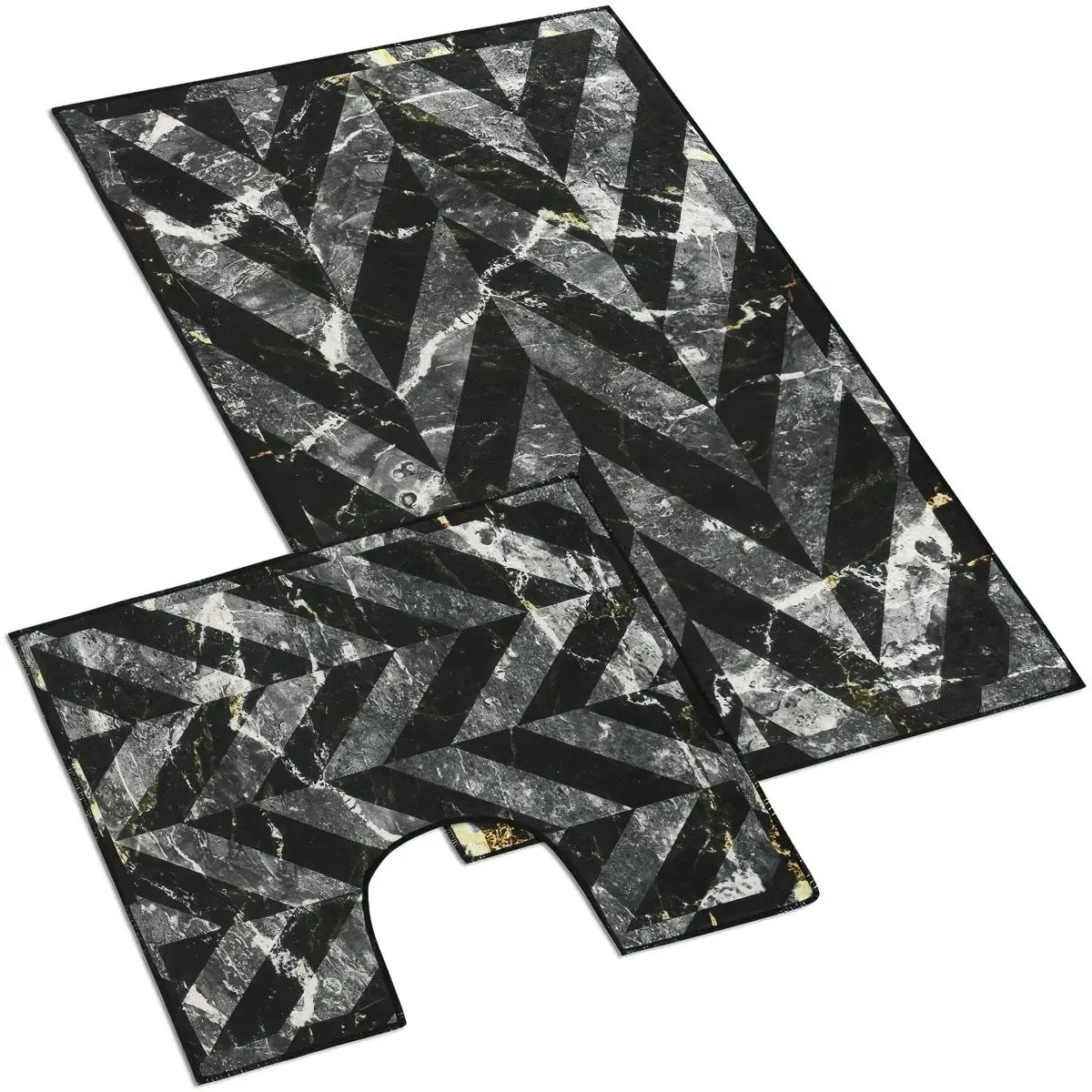 Bellatex koupelnová souprava 3D MRAMOR ČERNÁ 100x60cm (předložka) + 60x50cm (na WC)