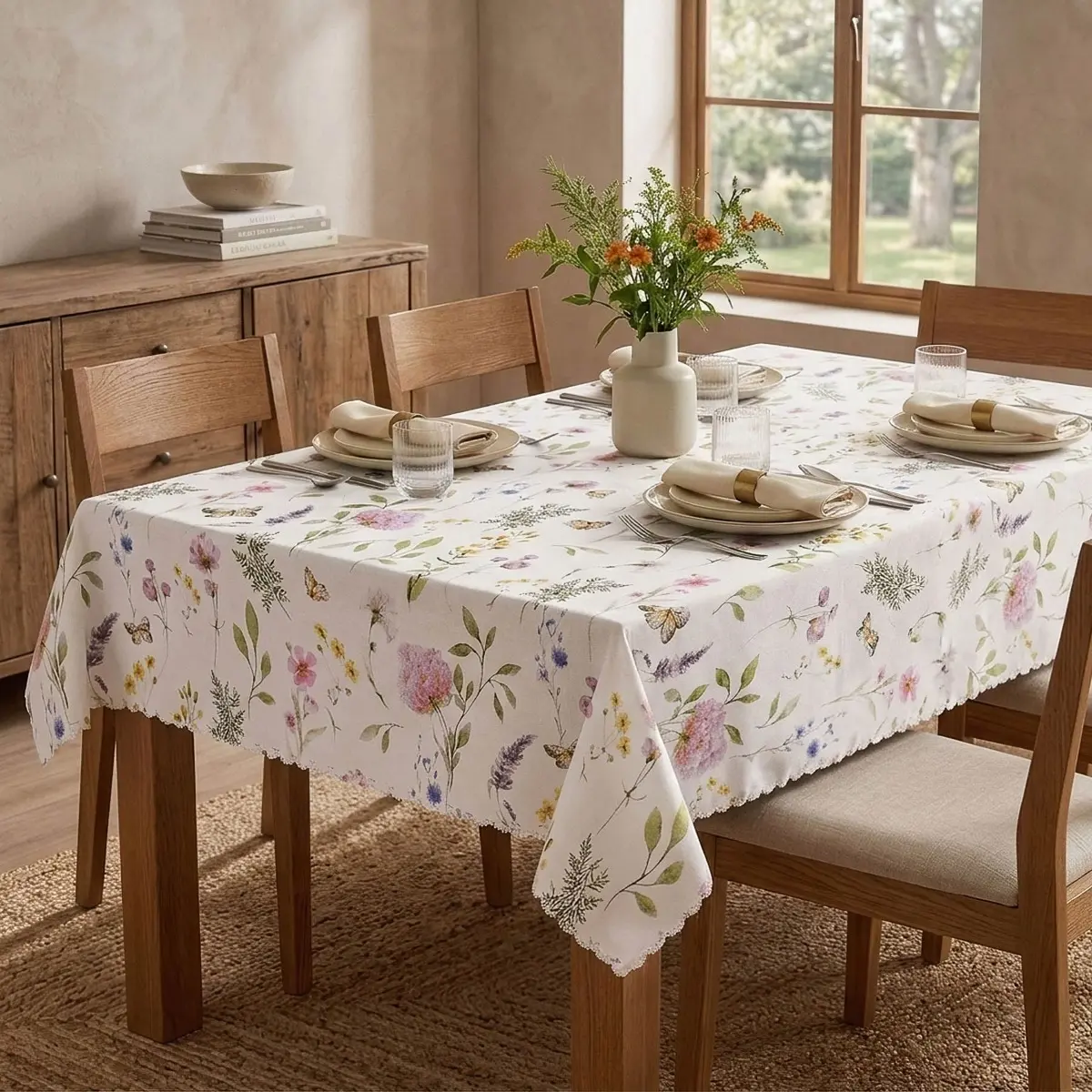 Forbyt Nešpinivý / teflonový látkový ubrus 25366/102, ZAHRADA, zelený, rozměr 120 x 140cm (obdélník)